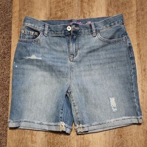 Chidrebs PLACE Girls Midi-long Denim Cuffed Shorts